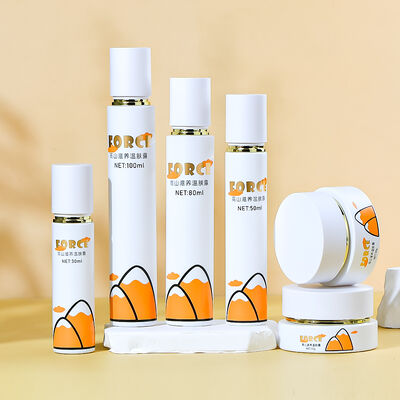 Conjunto de garrafas cosméticas de vidro personalizáveis e ecológicas à prova de vazamento para embalagens de cuidados da pele premium